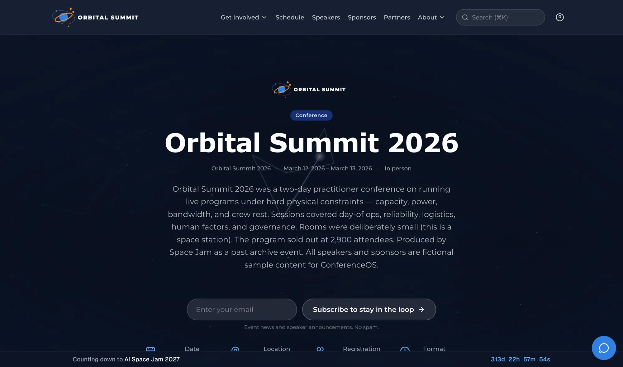 A second conference site with entirely different branding, dates and venue, running on the same platform
